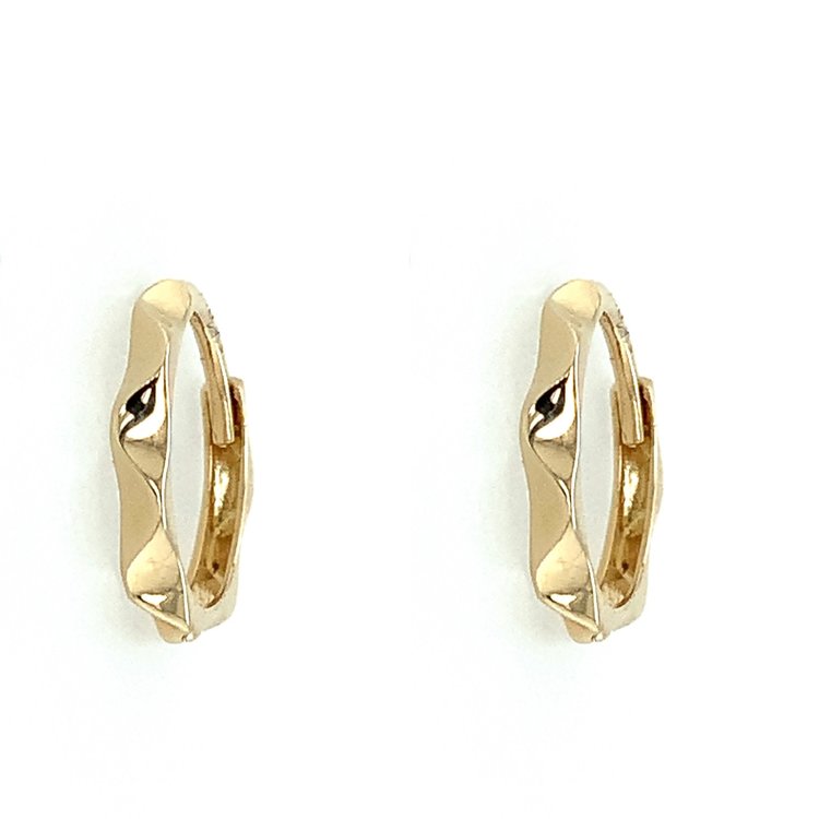 30718 14K YELLOW GOLD WAVE DESIGN HIGH POLISH HUGGIES