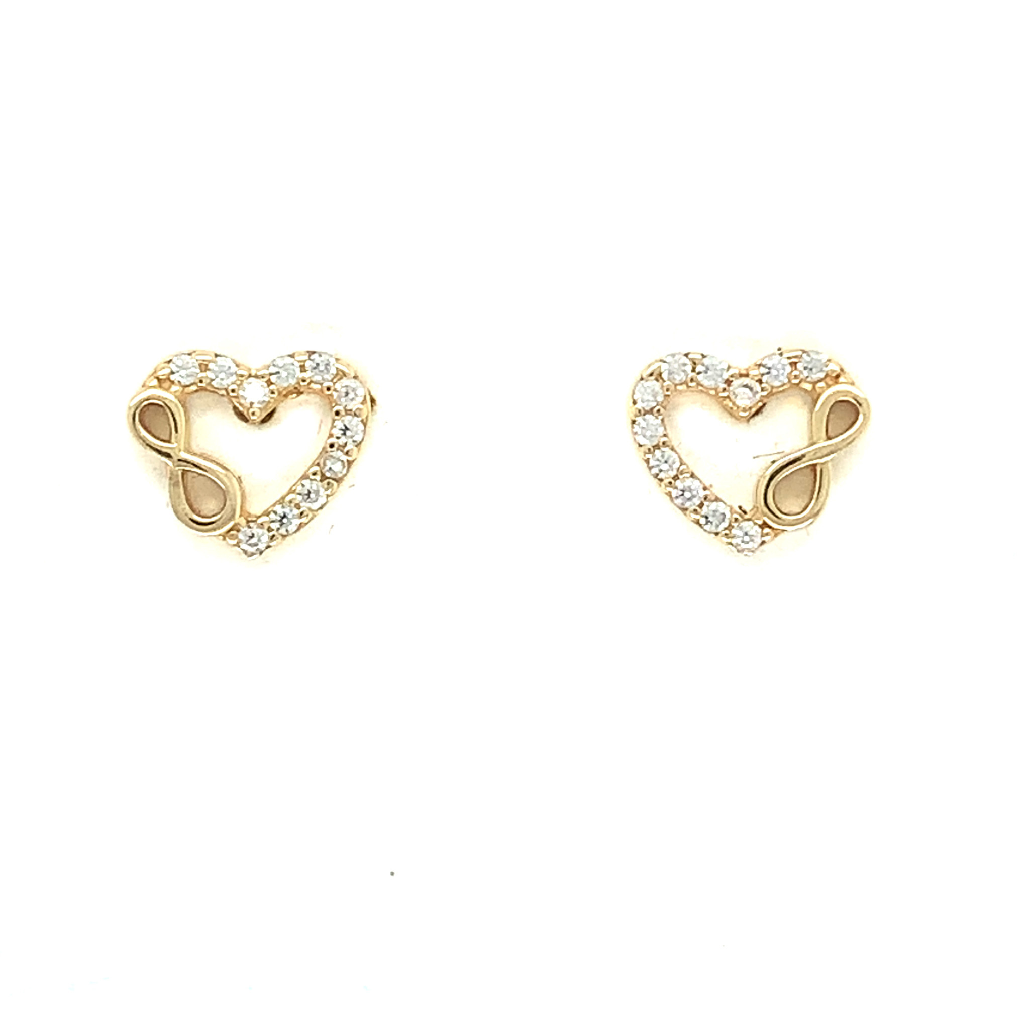 30715 14K YELLOW GOLD INFINITY AND CUBIC ZIRCONIA OPEN HEART STUDS 30715 14K YELLOW GOLD INFINITY AND CUBIC ZIRCONIA OPEN HEART STUDS