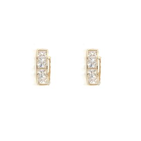 30723 14K YELLOW GOLD PRINCESS CUT CUBIC ZIRCONIA CHANNEL SET HUGGIES
