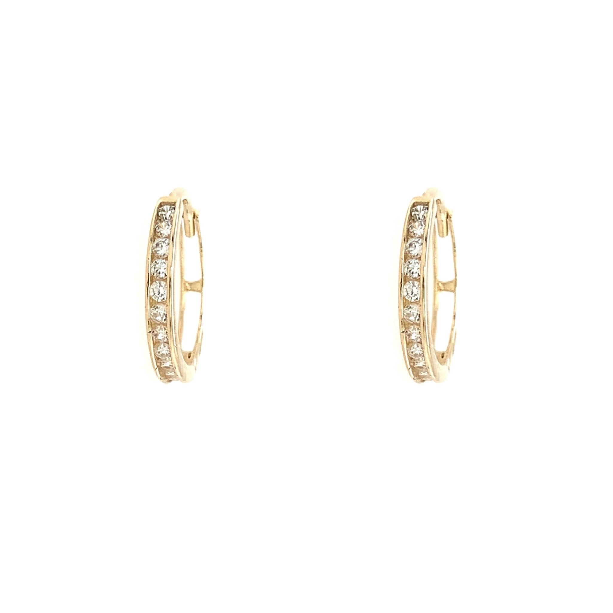 30720 14K YELLOW GOLD CHANNEL SET CUBIC ZIRCONIA HUGGIES