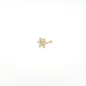 30153 14K YELLOW GOLD CUBIC ZIRCONIA FLOWER NOSE STUD