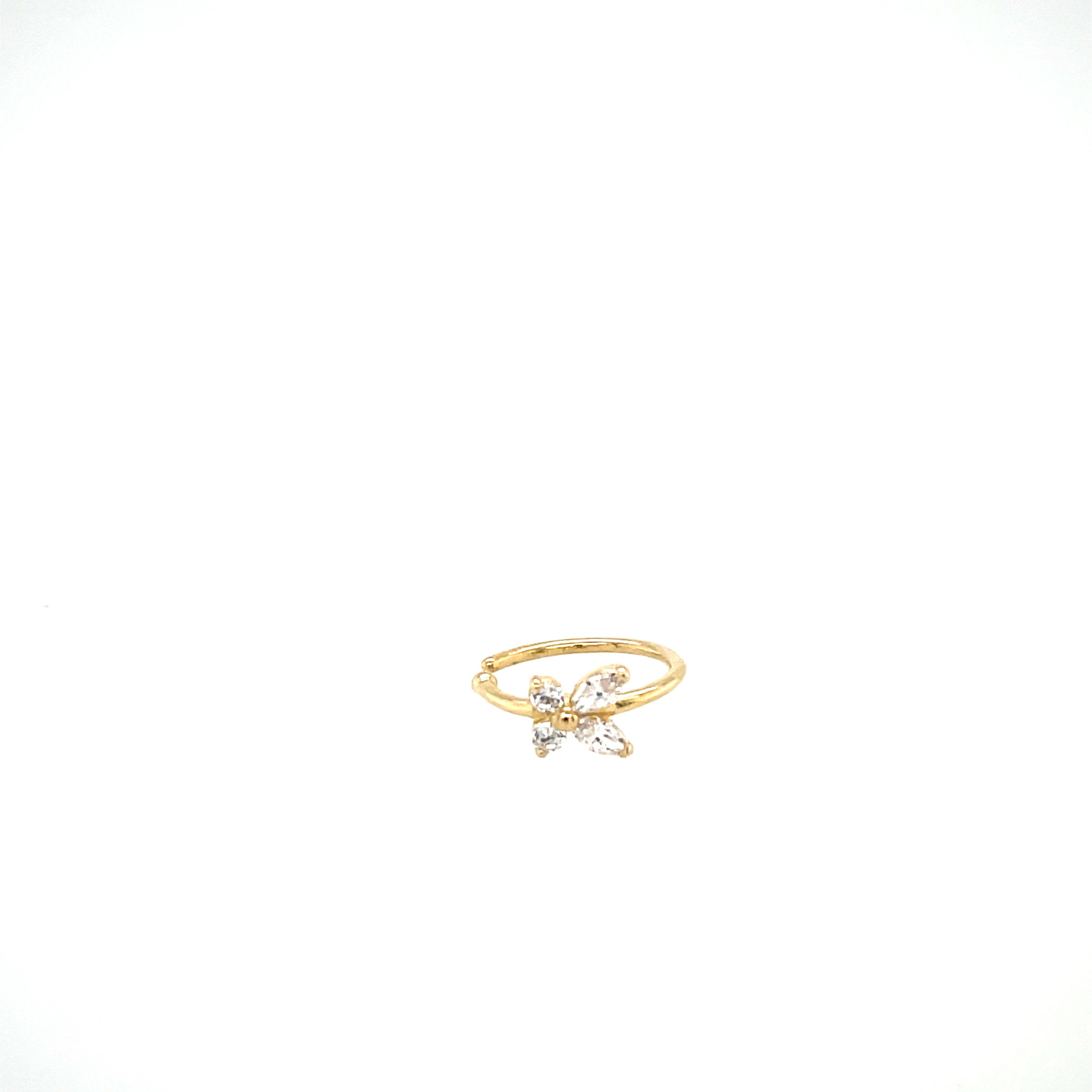 30277 14K YELLOW GOLD CUBIC ZIRCONIA BUTTERFLY NOSE RING