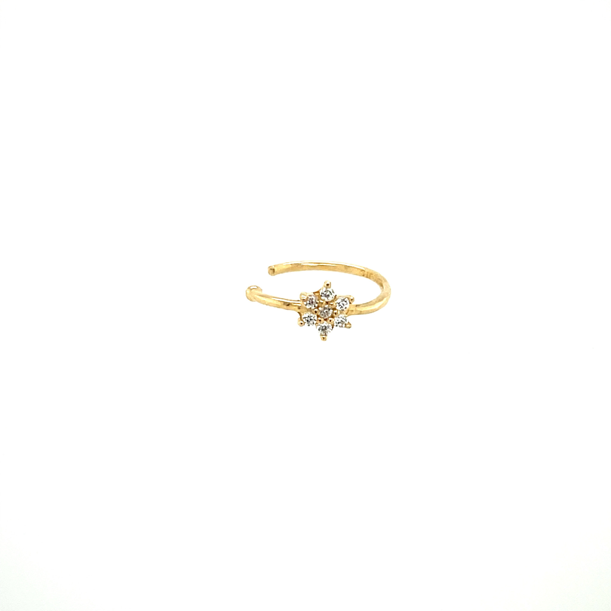 30702 14K YELLOW GOLD CUBIC ZIRCONIA CLUSTER FLOWER NOSE RING
