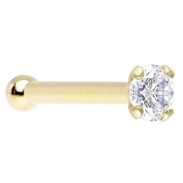 30256 14K YELLOW GOLD TINY SINGLE 1.5MM CUBIC ZIRCONIA NOSE STUD