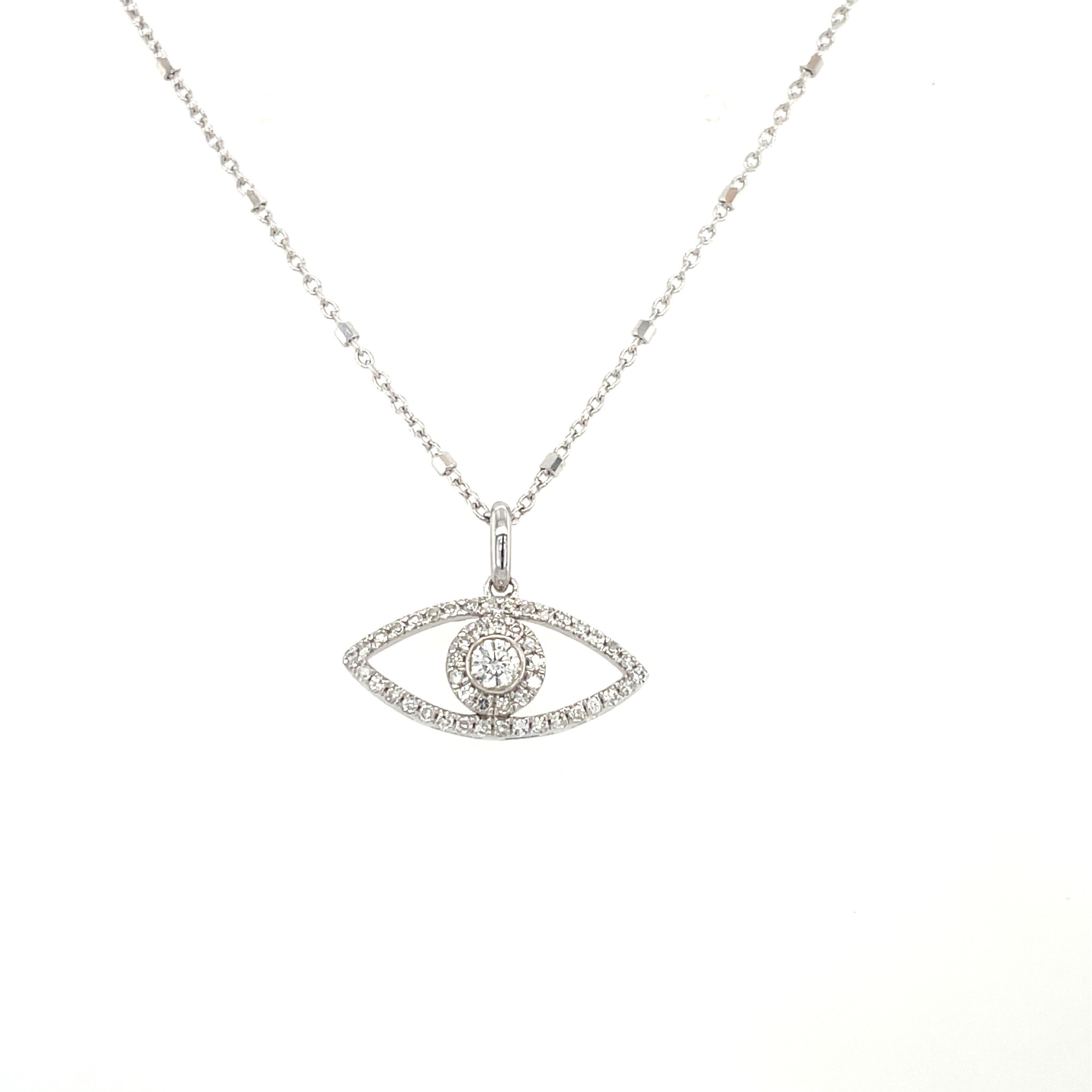70190 14K WHITE GOLD .25TCW DIAMOND EVIL EYE PENDANT SET 70190 14K WHITE GOLD .25TCW DIAMOND EVIL EYE PENDANT SET