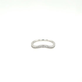 475160 18K WHITE GOLD .18TCW DIAMOND CHANNEL SET CURVED WEDDING BAND