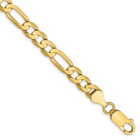 25020 14K YELLOW GOLD 8" 4.65MM FIGARO LINK MEN'S BRACELET