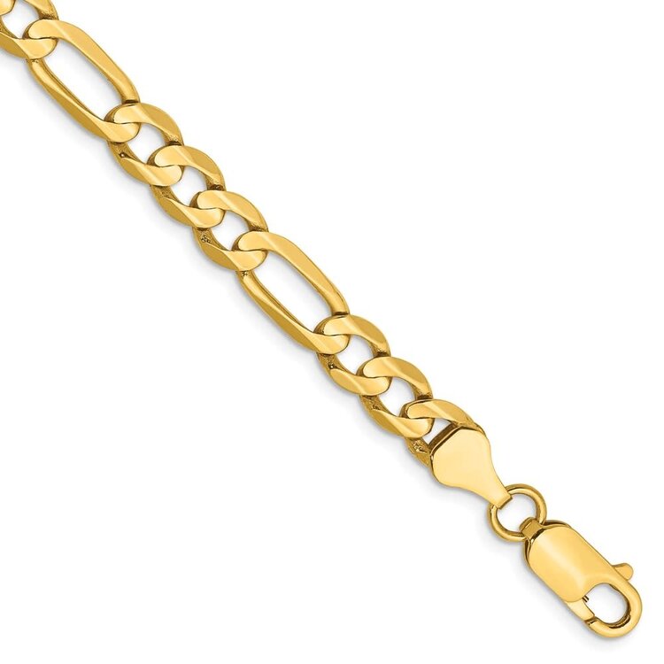 25020 14K YELLOW GOLD 8" 4.65MM FIGARO LINK MEN'S BRACELET