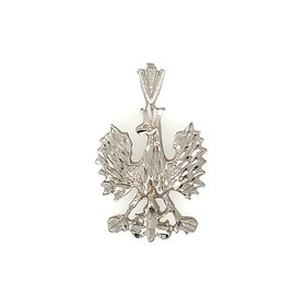 78055 14K WHITE GOLD POLISH EAGLE DIAMOND CUT SOLID CHARM 1.1''