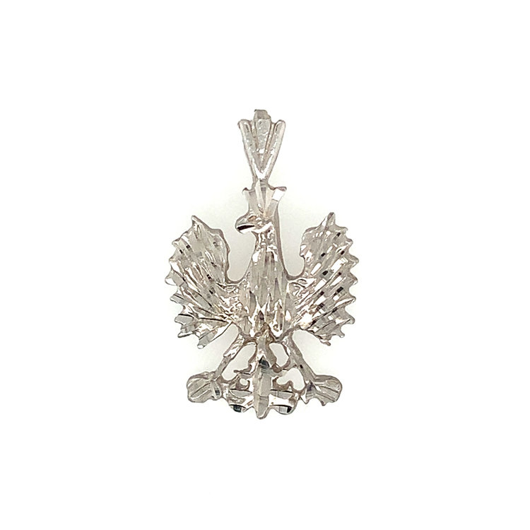 78055 14K WHITE GOLD POLISH EAGLE DIAMOND CUT SOLID CHARM 1.1''