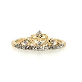 40192 14K YELLOW GOLD .11TCW DIAMOND HEART SHAPED TIARA RING
