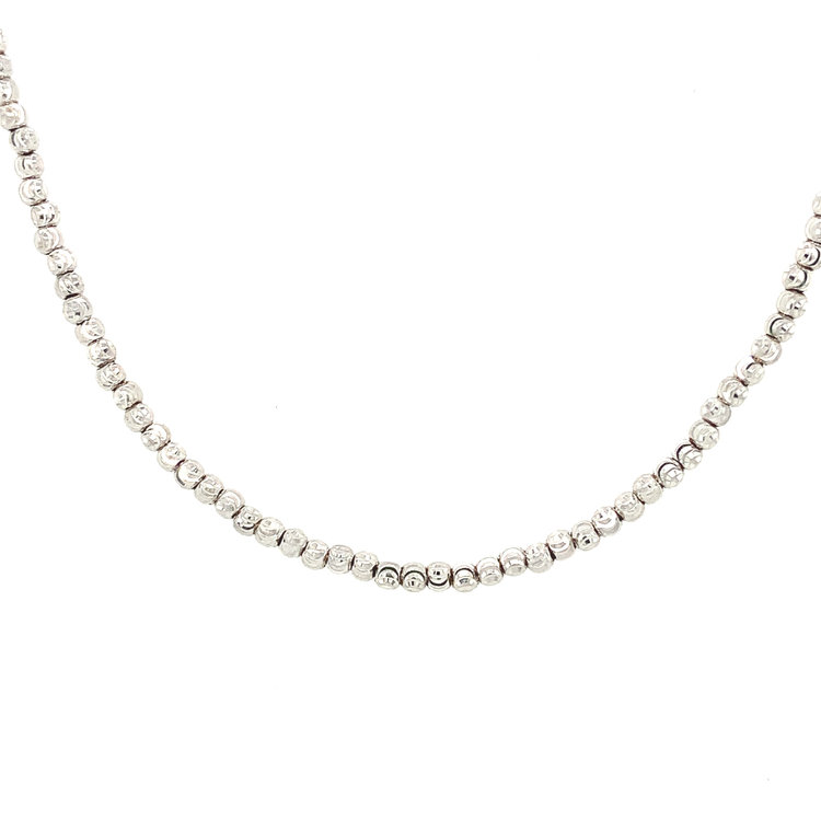 80055 STERLING SILVER RHODIUM PLATED 18'' MOON CUT 2.5MM NECKLACES