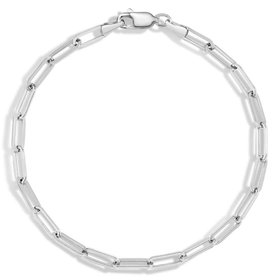 20002 14K WHITE GOLD 7” HOLLOW PAPER CLIP BRACELET