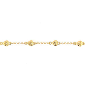 20934 14K YELLOW GOLD 7" PUFFY HEART ROLO LINK BRACELET