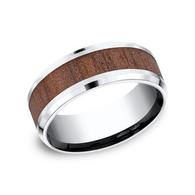 475163 BENCHMARK COBALT 8MM ROSE WOOD-INLAY MENS BAND SIZE 10