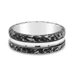 475167 BENCHMARK COBALT 8MM HIGH POLISH CENTER WITH POWDER COATED HAMMERED FINISH MENS BAND SIZE 10