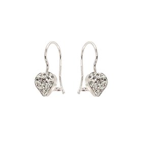 30759 14K WHITE GOLD FRENCH HOOK HEART WITH SMALL CUBIC ZIRCONIA STONES EARRINGS