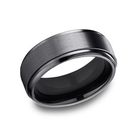 475189 BENCHMARK BLACK TITANIUM 9MM SATIN FINISH CENTER WITH BEVELED EDGE SIZE 10 MENS BAND