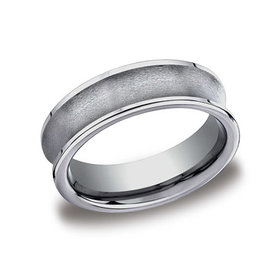 475209 BENCHMARK TUNGSTEN 7MM SATIN CONCAVE CENTER HIGH POLISH EDGE SIZE 10