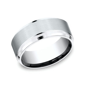 475216 BENCHMARK COBALT SATIN FINISH CENTER POLISHED BEVEL EDGES MENS RING
