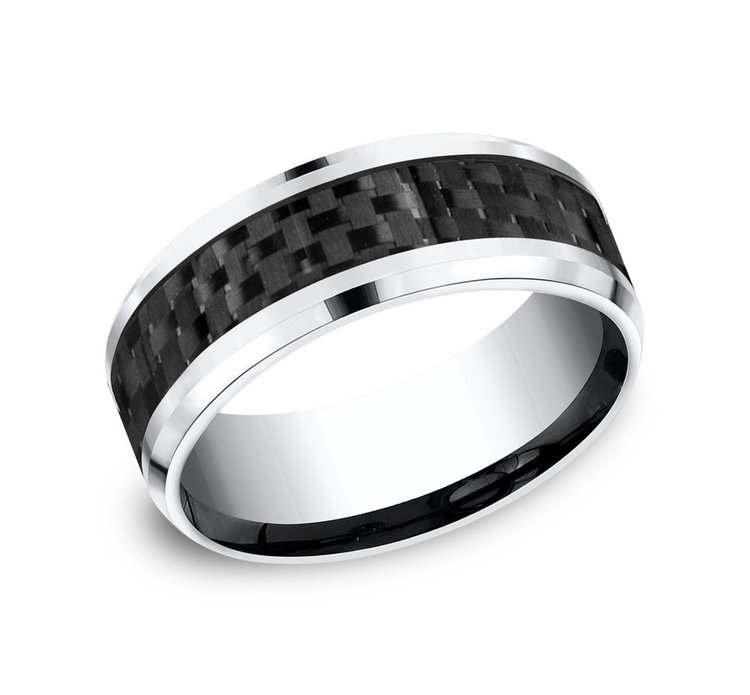 475238 BENCHMARK COBALT 8MM BLACK CARBON FIBER  MENS RING