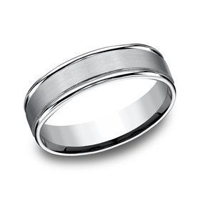 475239 BENCHMARK COBALT 6MM SATIN FINISH CENTER POLISHED EDGES MENS RING