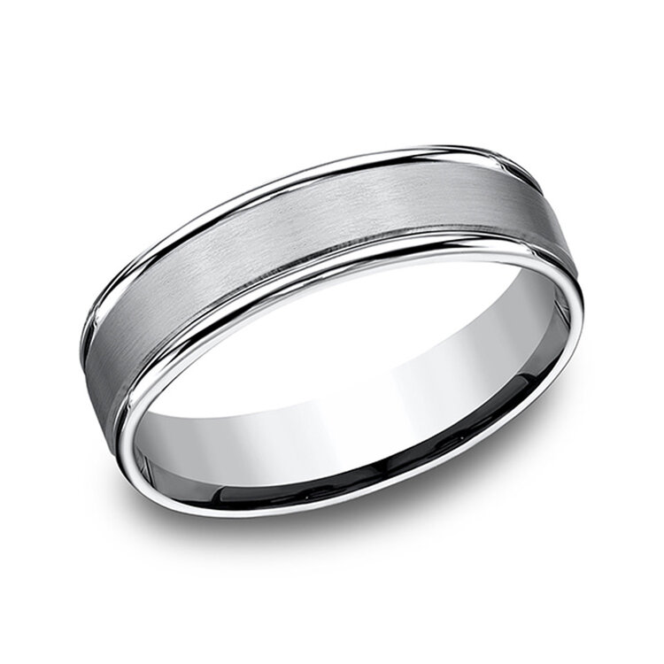 475239 BENCHMARK COBALT 6MM SATIN FINISH CENTER POLISHED EDGES MENS RING