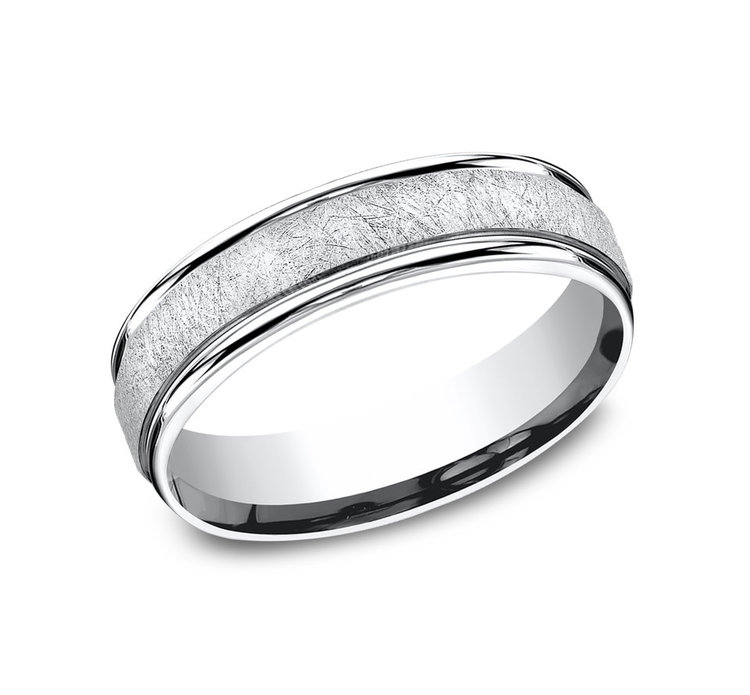 475240 BENCHMARK COBALT 6.5MM SWIRL FINISH POLISHED ROUND EDGES MENS RING