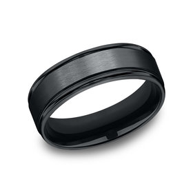 475242 BENCHMARK BLACK COBALT SATIN CENTER POLISHED EDGES SIZE 10 MENS RING