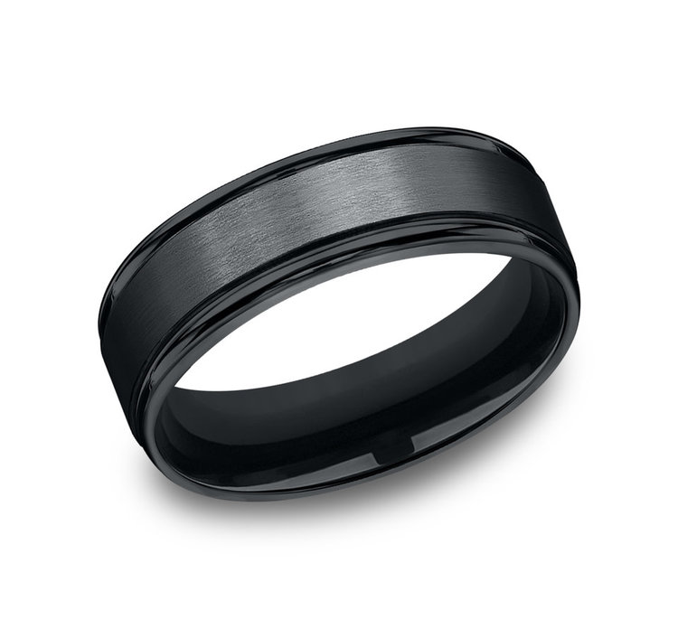 475242 BENCHMARK BLACK COBALT SATIN CENTER POLISHED EDGES SIZE 10 MENS RING