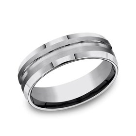 475210 BENCHMARK TUNGSTEN 7MM SATIN AND HIGH POLISH BEVELED EDGE SIZE 10