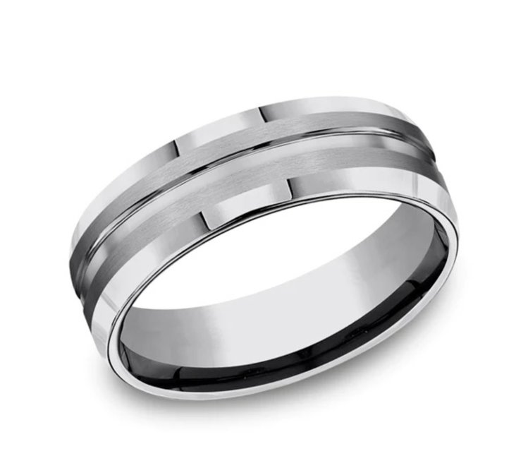 475210 BENCHMARK TUNGSTEN 7MM SATIN AND HIGH POLISH BEVELED EDGE SIZE 10