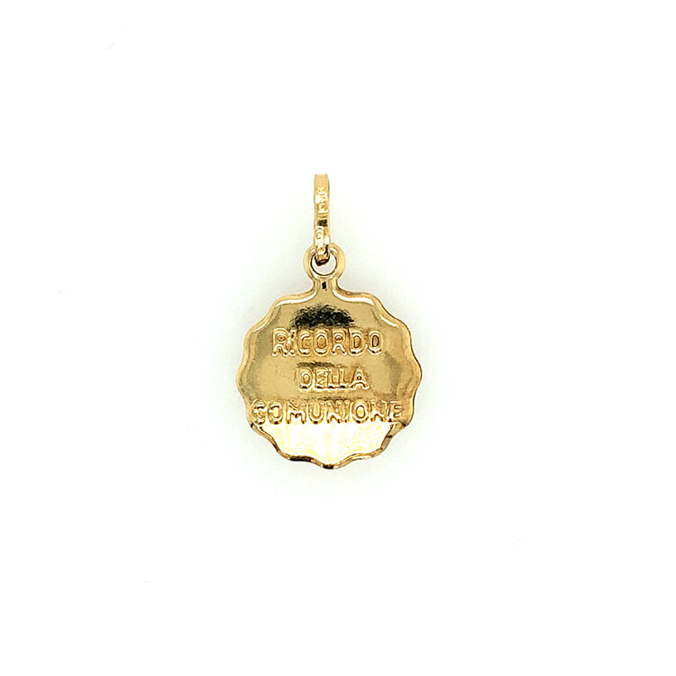 77212 14K YELLOW GOLD COMMUNION 15MM MEDAL ''RICORDO DELLA COMUNIONE''