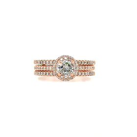 475252 14K ROSE GOLD .37CT I SI2 CENTER .30TCW HALO ENGAGEMENT RING WITH .50TCW INSERT RING