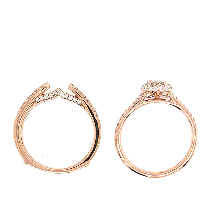 475252 14K ROSE GOLD .37CT I SI2 CENTER .30TCW HALO ENGAGEMENT RING WITH .50TCW INSERT RING