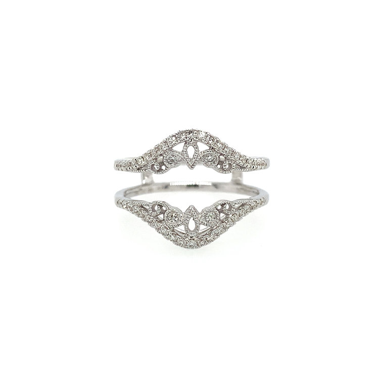 475257 18K WHITE GOLD .26CTW DIAMOND FILIGREE DESIGN INSERT WEDDING BAND