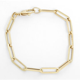 20001 14K YELLOW GOLD 7” HOLLOW PAPER CLIP LINK BRACELET