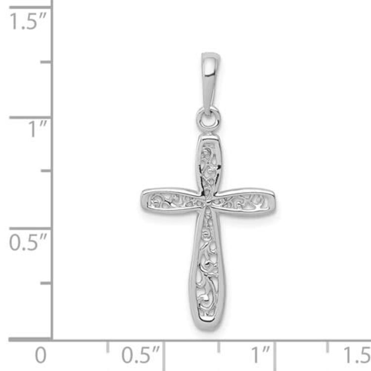 77905 14K WHITE GOLD CUT OUT FILIGREE CROSS