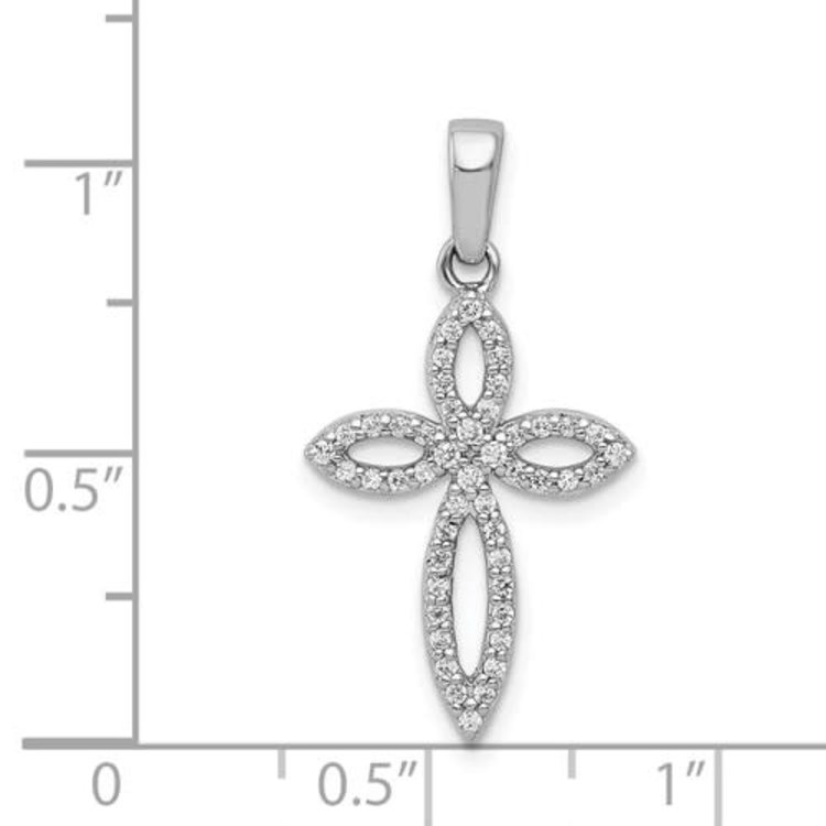 70287 14K WHITE GOLD .20CTW DIAMOND OPEN CROSS PENDANT