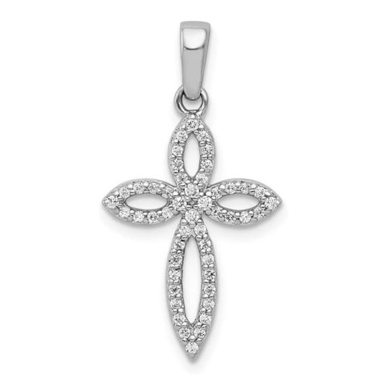 70287 14K WHITE GOLD .20CTW DIAMOND OPEN CROSS PENDANT