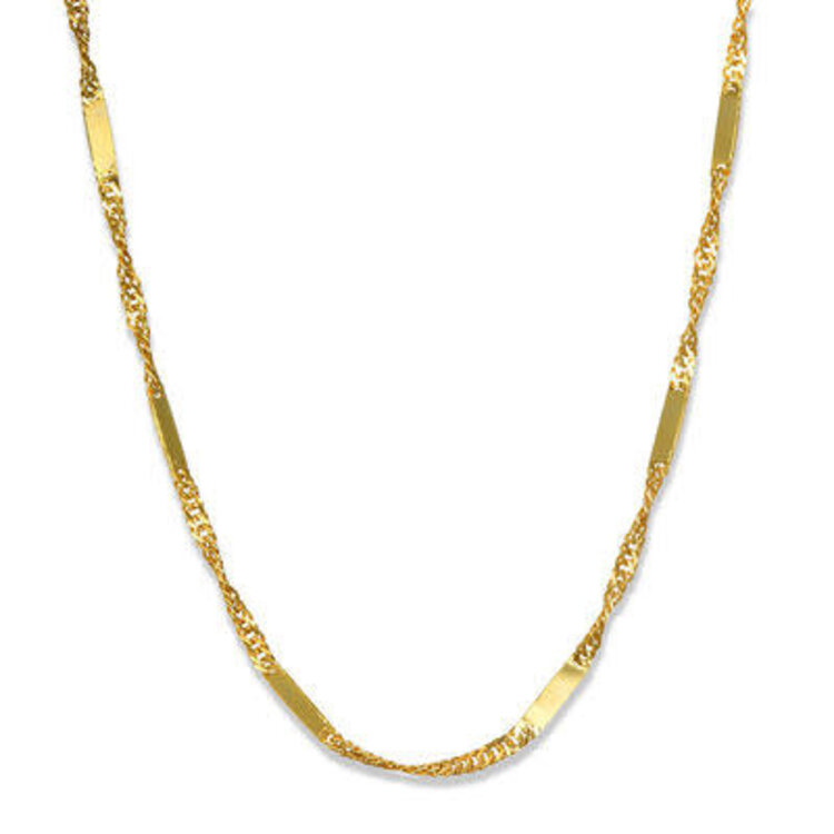 50021 14K YELLOW GOLD 18" SINGAPORE BAR LINK CHAIN