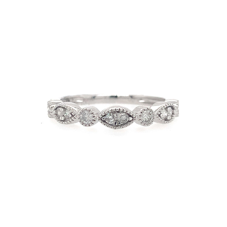 40217 14K WHITE GOLD .25CTW DIAMOND MARQUISE FILIGREE SET FASHION RING