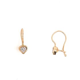 30758 14K YELLOW GOLD FRENCH HOOK HEART CUBIC ZIRCONIA EARRINGS