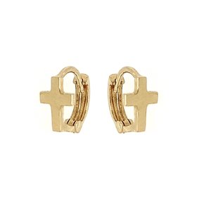 30717 14K YELLOW GOLD HIGH POLISH CROSS HUGGIES