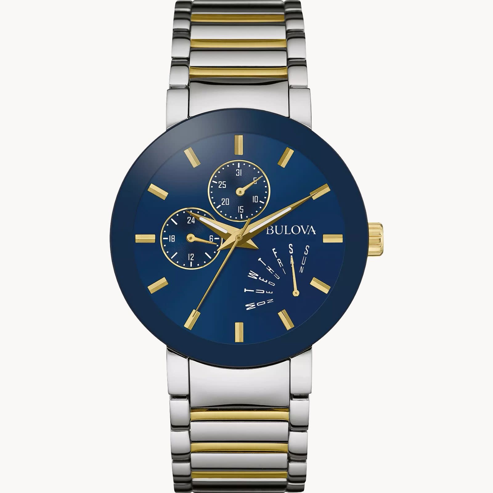 BULOVA FUTURO BLUE DIAL WITH GOLD MARKERS MENS WATCH - Gemelli Jewelers