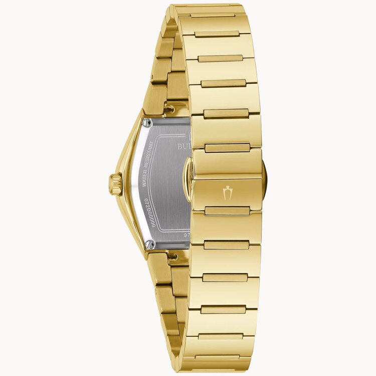 BULOVA GEMINI BLACK DIAL GOLD TONE LADIES WATCH