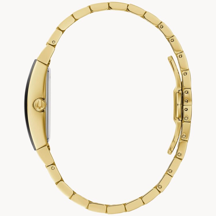 BULOVA GEMINI BLACK DIAL GOLD TONE LADIES WATCH