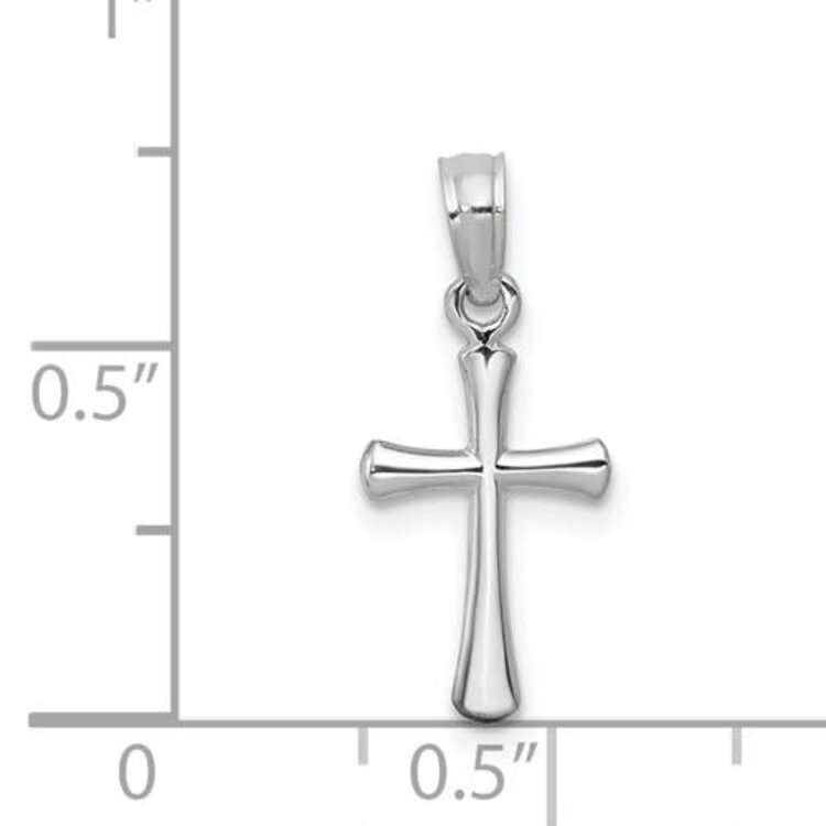 78073 14K WHITE GOLD POLISHED BEVELED CROSS WITH ROUND TIPS CHARM