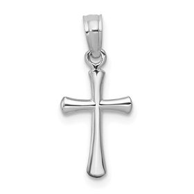 78073 14K WHITE GOLD POLISHED BEVELED CROSS WITH ROUND TIPS CHARM