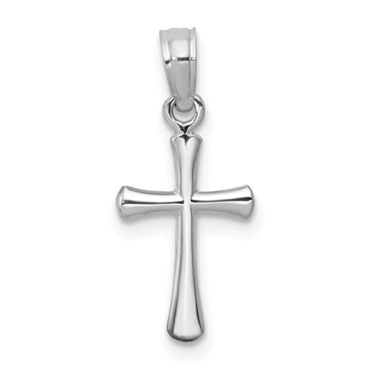 78073 14K WHITE GOLD POLISHED BEVELED CROSS WITH ROUND TIPS CHARM